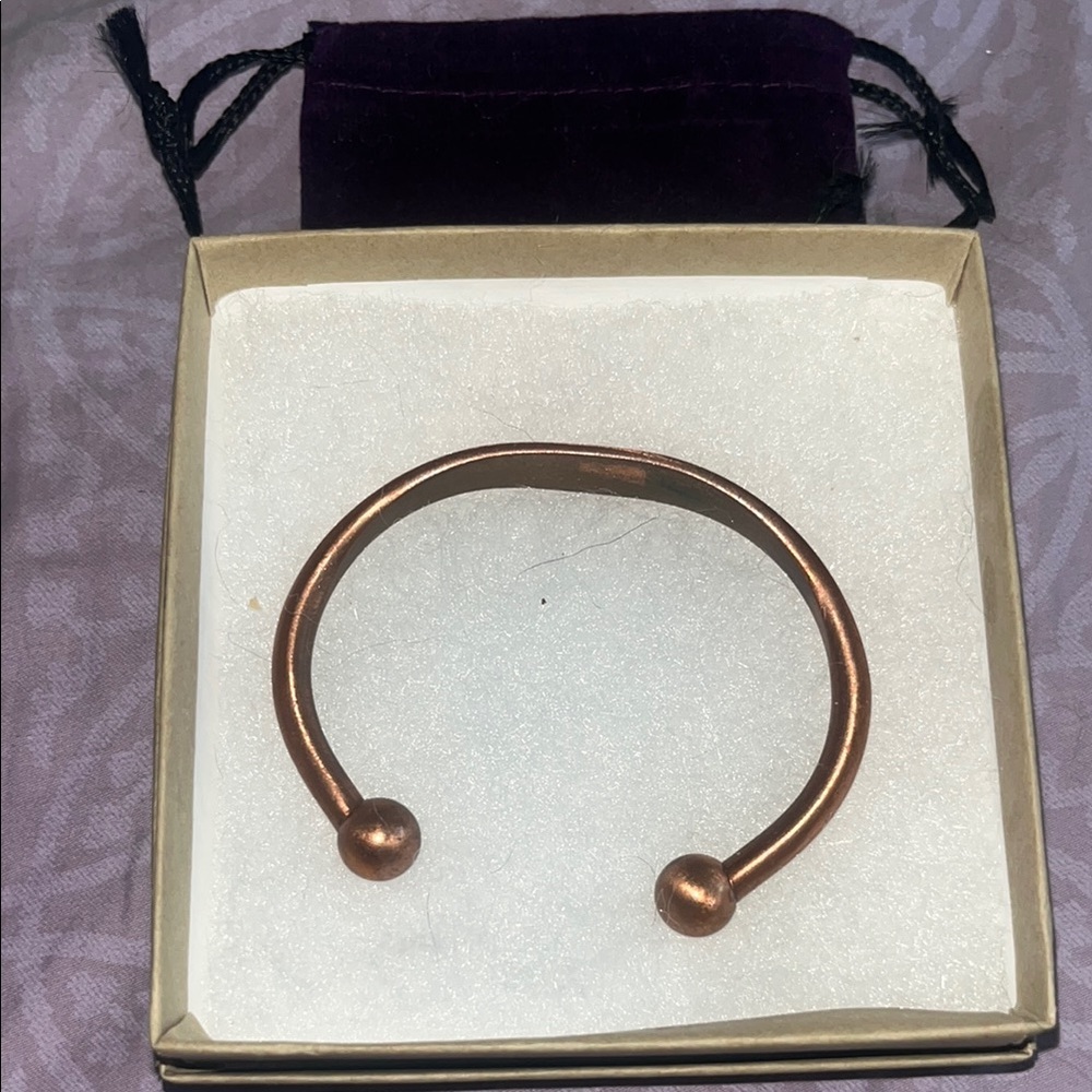 Magnetic healing Brown Minimalist Open Cuff Bracelet